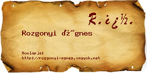 Rozgonyi Ágnes névjegykártya
